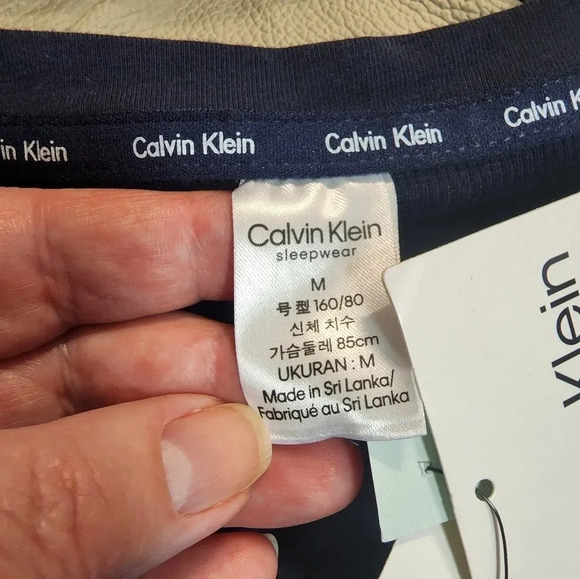Calvin Klein Pajama Set Long Sleeve Shirt Loungewear Viscose  Dark Navy Size M L - Picture 10 of 11